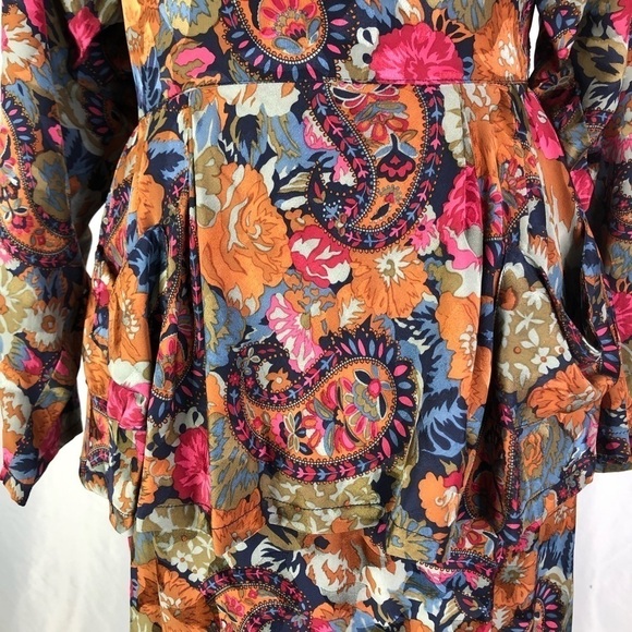 Vintage 1980s 80s Marvin Singer for Depeche Mode silk dress floral paisley 8/38 - Picture 3 of 12